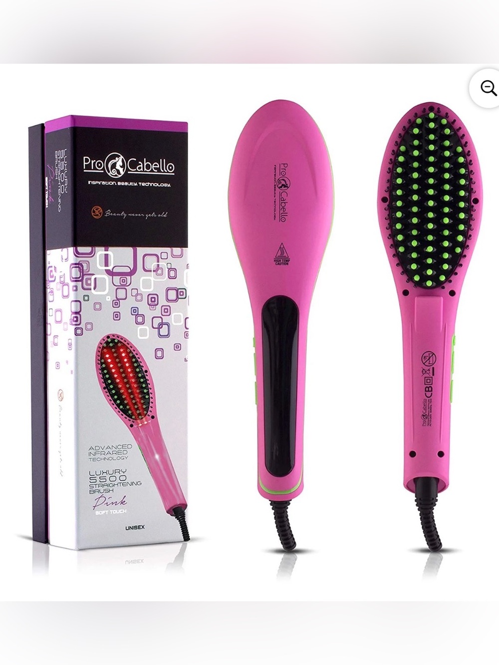 Pink Hair Straightening Brush - Women’s Hair Accessory